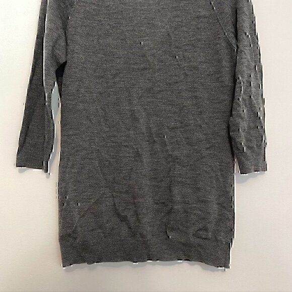 J.MCLAUGHLIN J MCLAUGHLIN Gray V-Neck 3/4 Sleeve MERINO WOOL Cardigan Sweater M - Picture 9 of 11